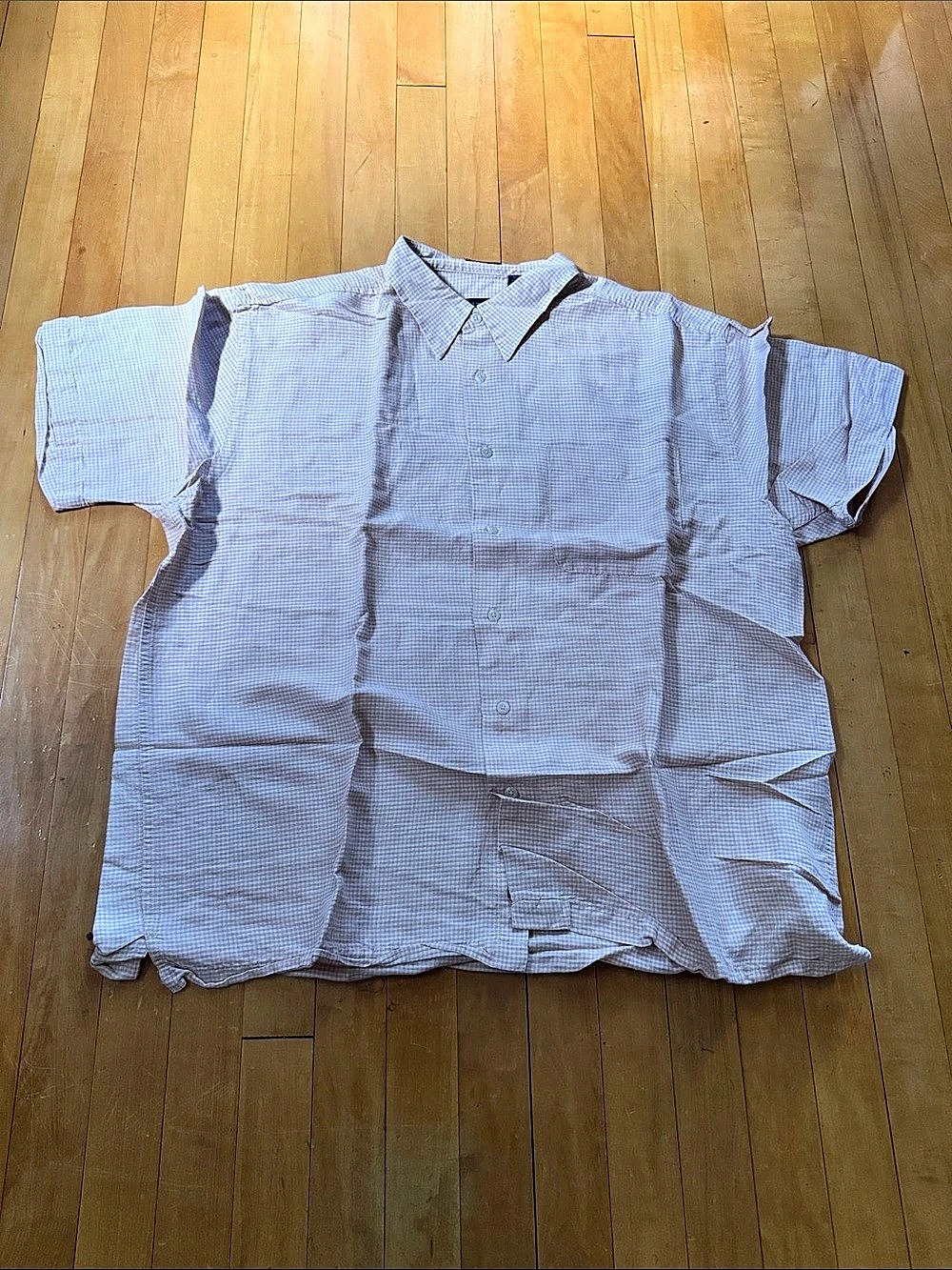 IZOD peach Checkered Linen Cotton button down Shirt men’s L